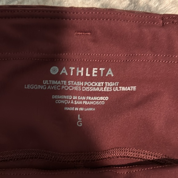 Athleta Ultimate Stash Pocket Tight EUC Large Burgundy - Picture 2 of 5
